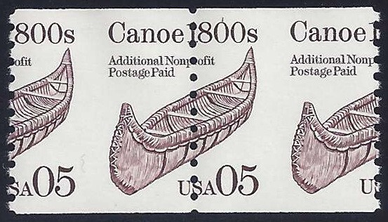 2453 - 5c Huge Misperf Error / EFO Pair Transportation Series "Canoe" Mint NH