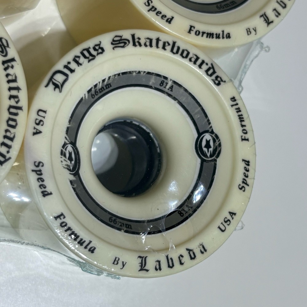 Dregs Skateboard Wheels 66mm 81A Speed Formula White Polyurethane USA