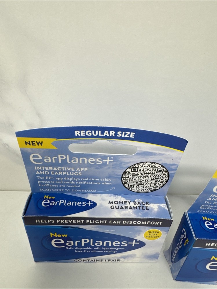 2 Pack - Earplanes Flight Ear Protection Earplugs - 1 Pair each Box Regular Size