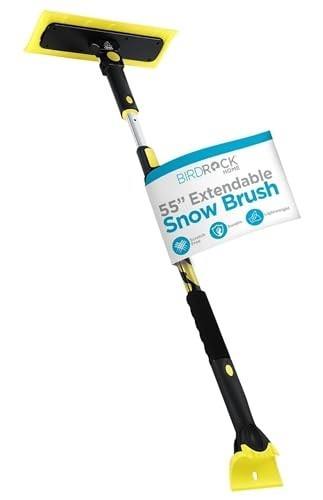 55" Extendable Snow Brush & Ice Scraper for Car Windshield - Long Grip, Foam Hea