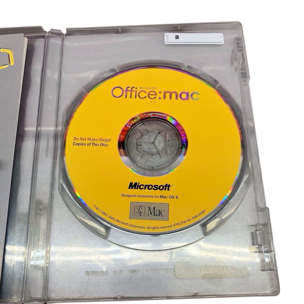 Microsoft Office v.X for Mac OS X Software Disc CD & Product Key
