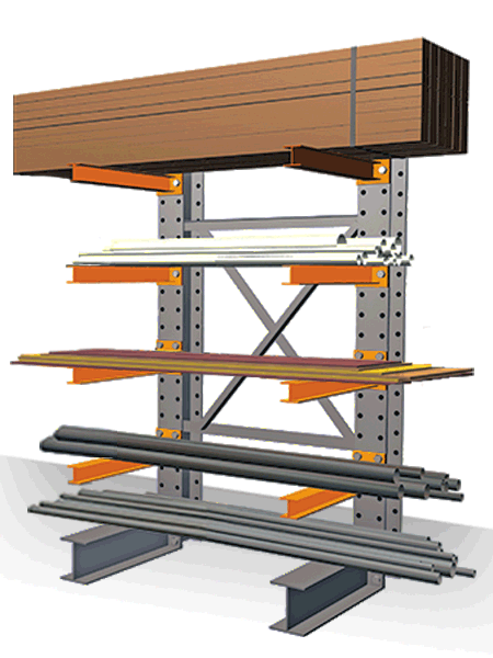 Structural Cantilever Racking Uprights - 10' Heavy Duty Double Sided Upright