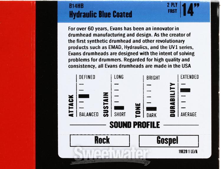 Evans Hydraulic Blue Coated Snare Head - 14"