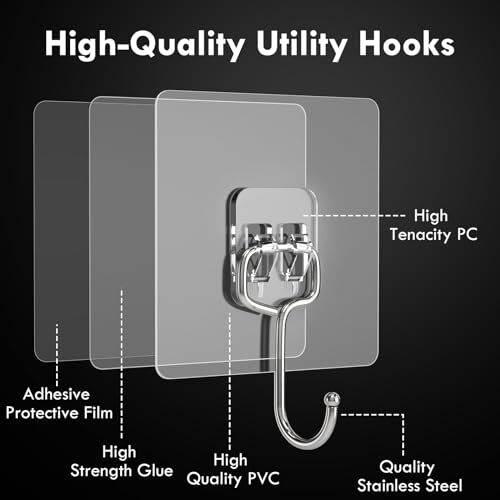 20Pck Wall Hooks Adhesive Hooks 22Lb Max Heavy Duty Adhesive Hooks Command Hooks