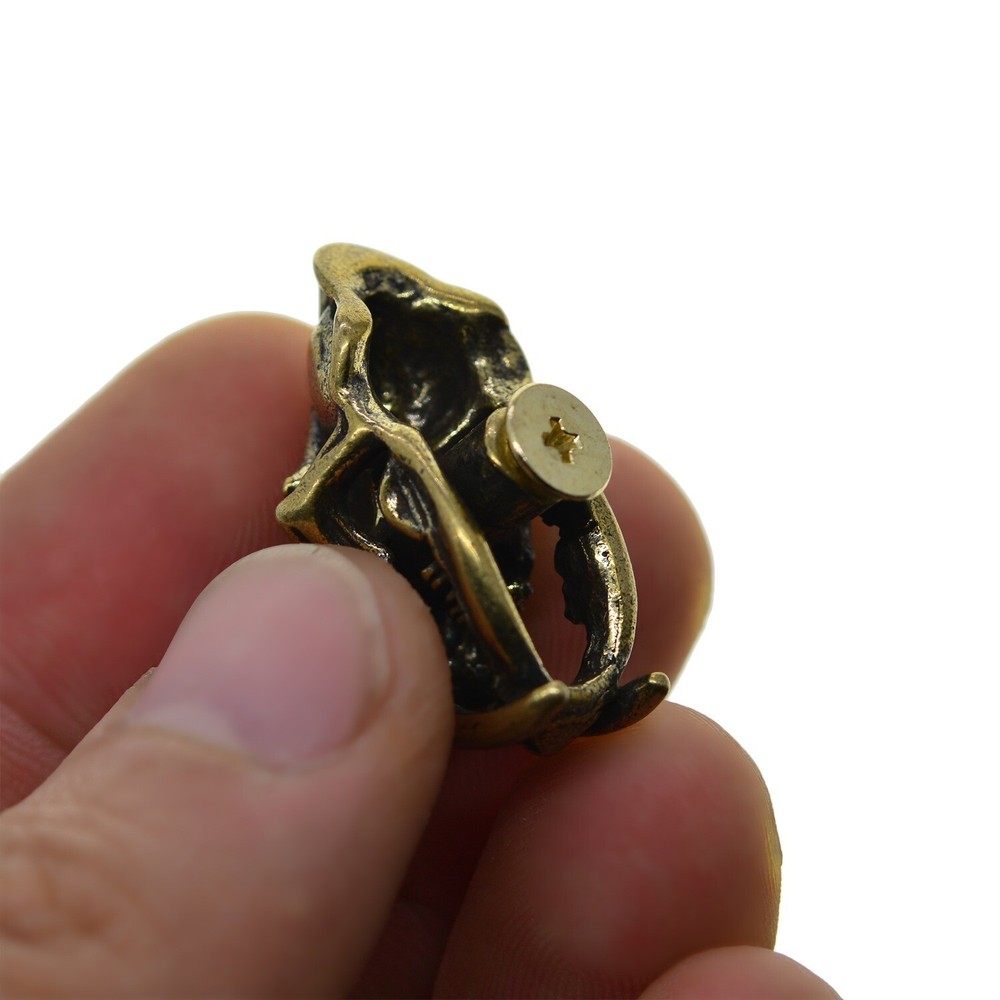 3D Brass Dinosaur Sabretooth Skull Head Pin Batch Button Screw Back EDC DIY