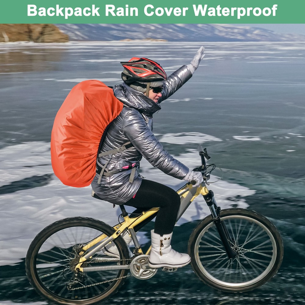 55L-65L Backpack Rain Cover with A Vertical Reflective Strap [Orange]