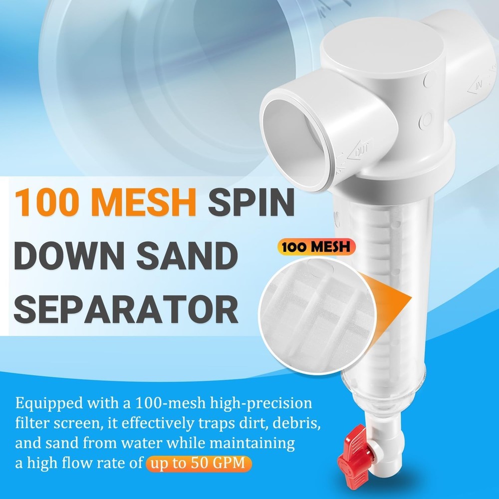 For Rusco/Vu-Flow 1-1/2 Inch Spin Down Filter for 50 Gpm Sediment Water Filter