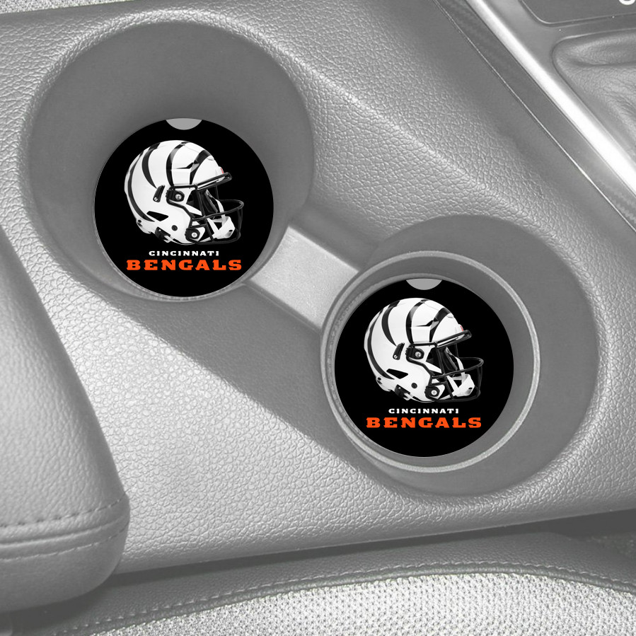 CINCINNATI BENGALS CUSTOM RUBBER CAR COASTERS SET (2) NC D2
