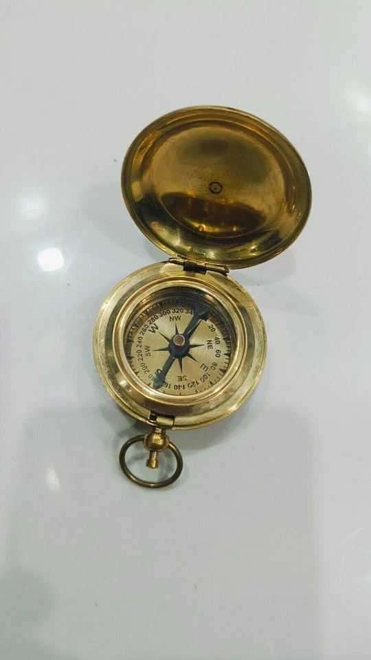 Antique Vintage Brass Pocket Compass Brass Nautical Compass