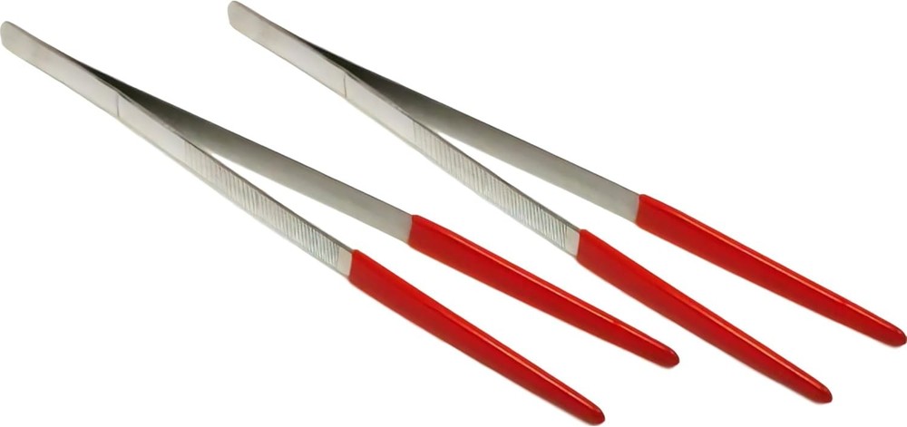 2 Forceps Tweezers 12" Plastic Coated Chemical Tools