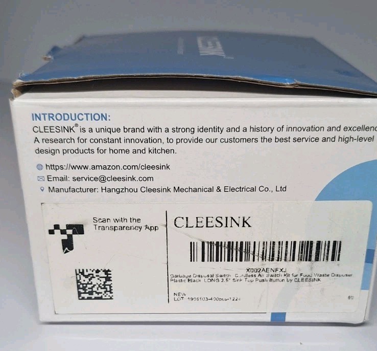 Cleesink Garbage Disposal Air Switch Kit In Black Plastic