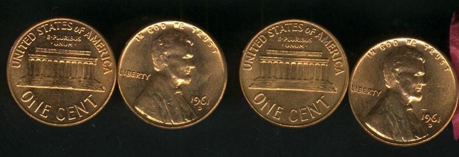 1961-P LINCOLN CENT BU ROLL #2