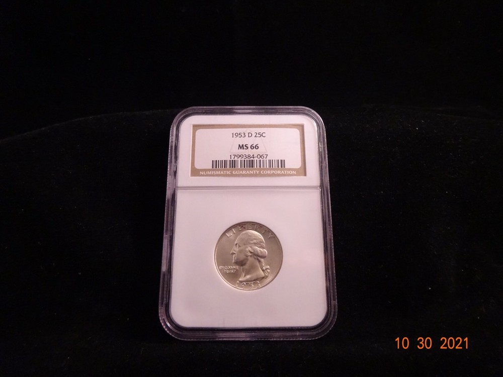 1953-D Washington Silver Quarter, NGC MS66