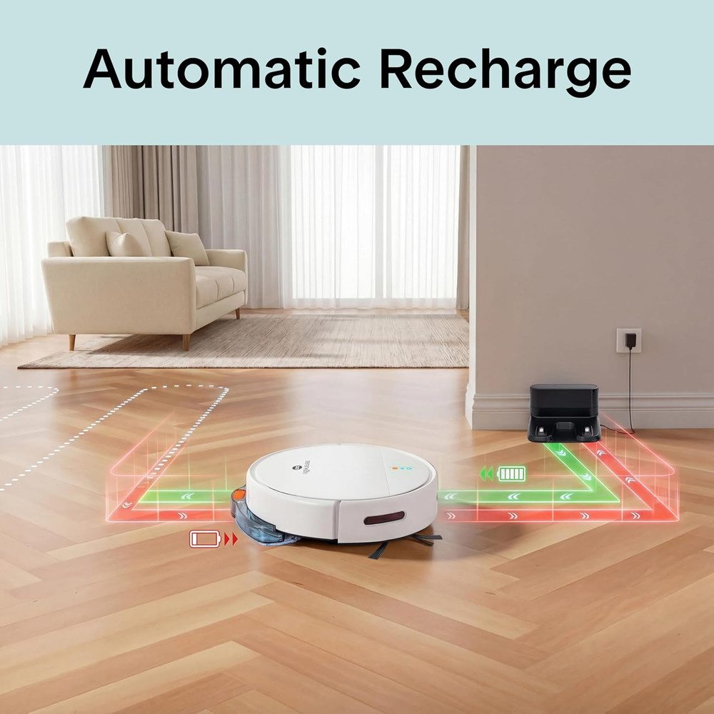 Robot Vacuum Cleaner, Automatic Vacuum Robot with App Control, 700Pa Suction, 3