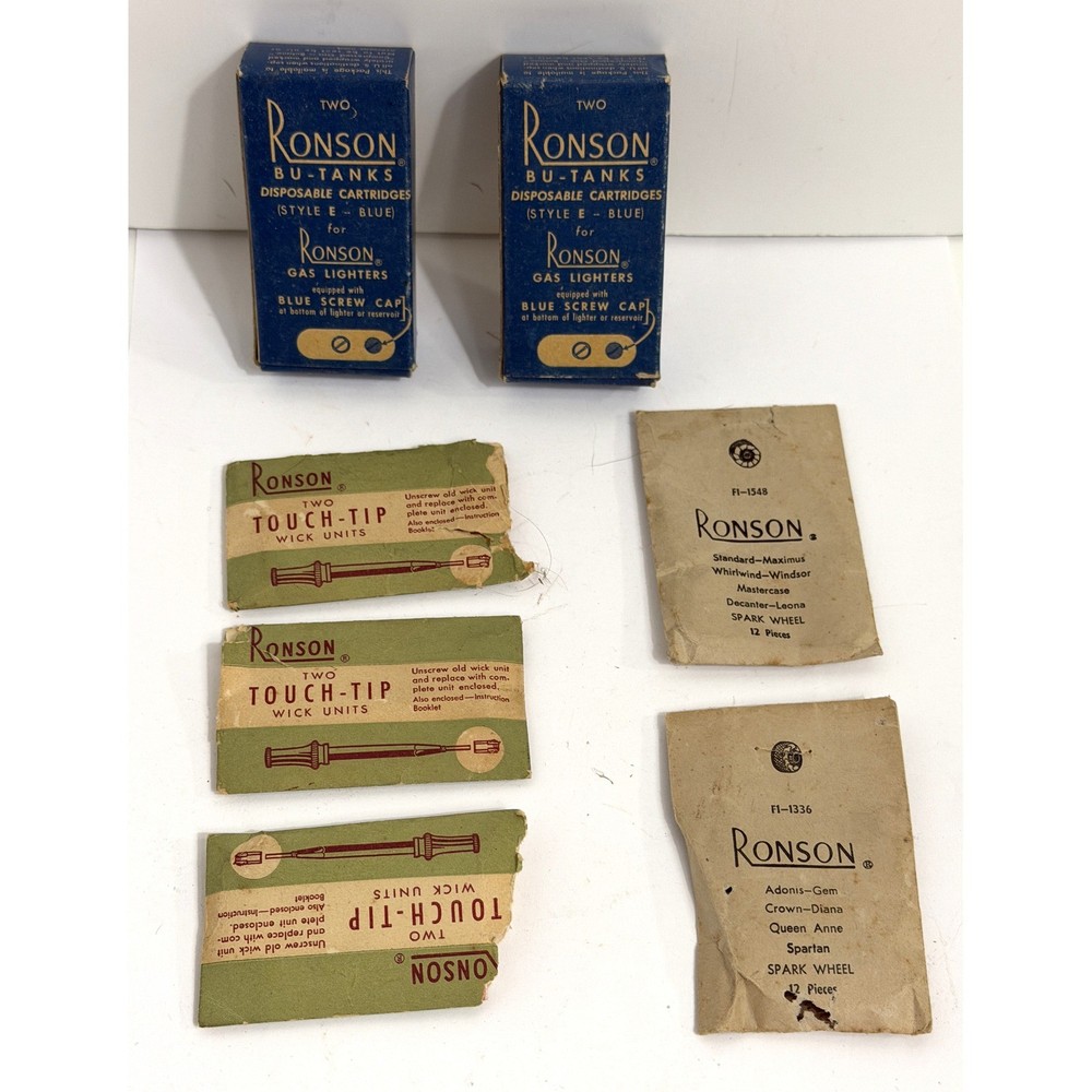 Vintage Ronson Lighter Accessory Product Packaging Lot - EMPTY Boxes and Envelop