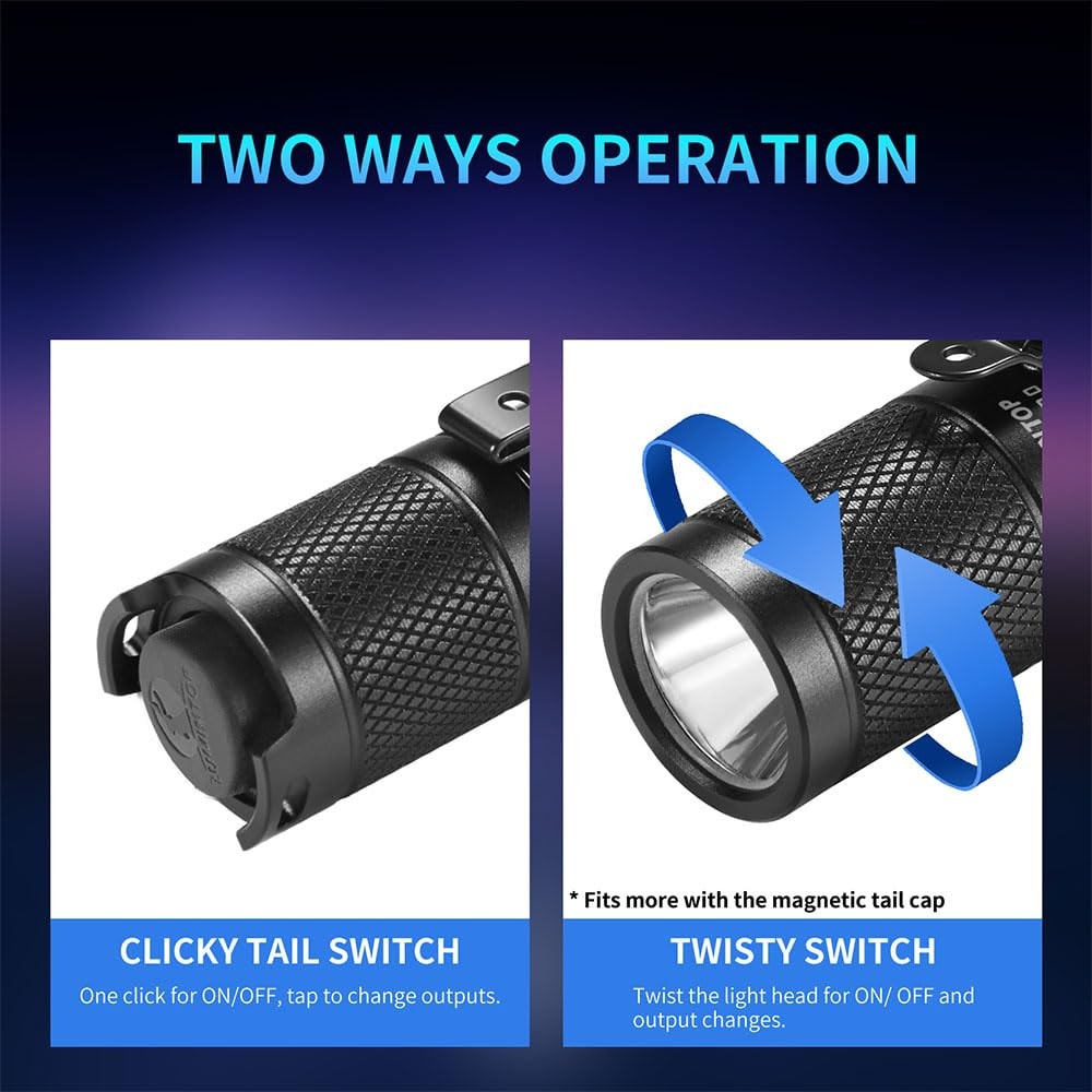 LUMINTOP Tool AA 2.0 EDC Flashlight, Pocket-Sized Keychain Light, Super Black