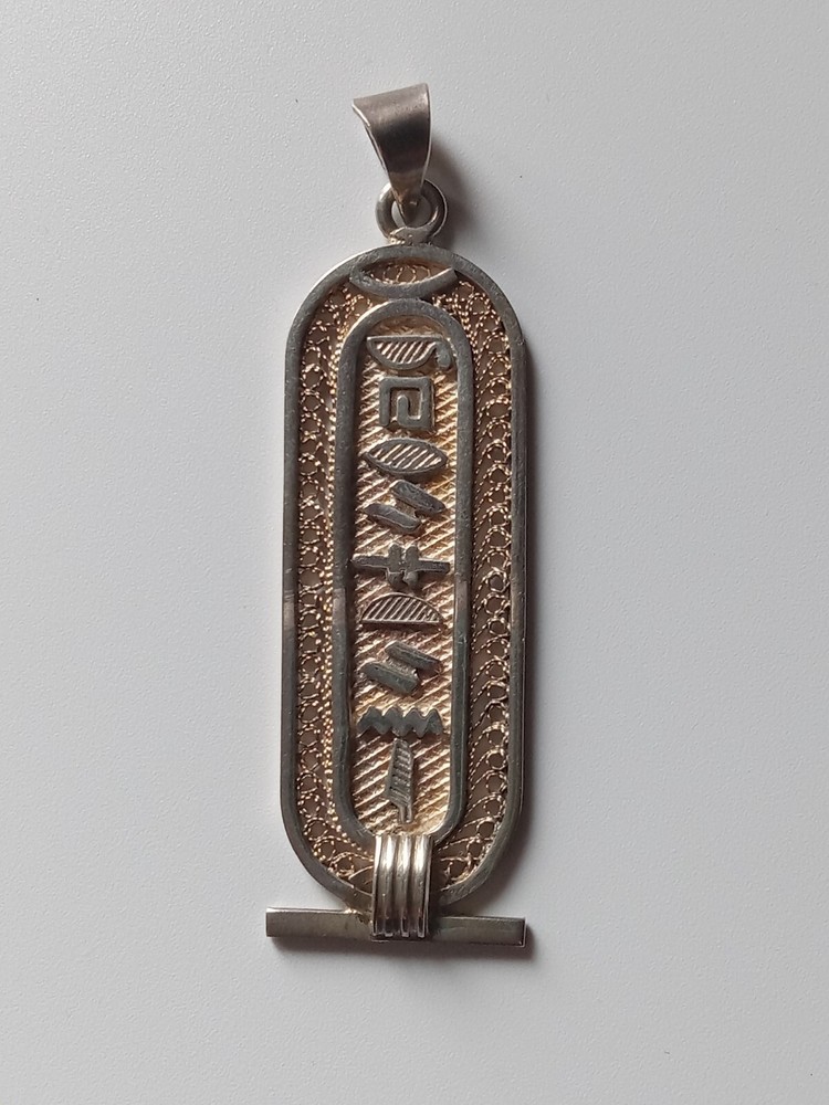 Vintage Hieroglyth Pendant Intricate Silver Filigree Work