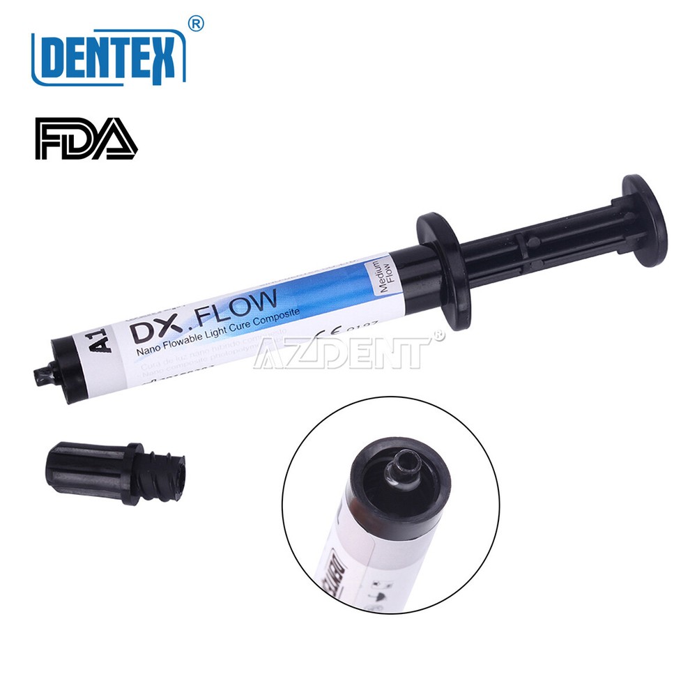 DX Dental Light Cure Composite Resin Flowable Medium Flow A1 A2 A3 3g/Syringe