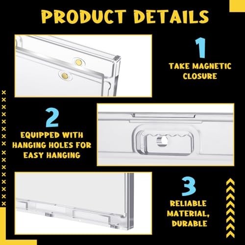 8 Pack Magnetic Comic Book Holders - Clear Display Cases, UV Protection, Wall Mo
