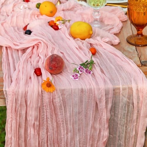 CheeseclothTable Runner3.3ft Boho Gauze Cheese Cloth Table Runner 1 Blush Pink