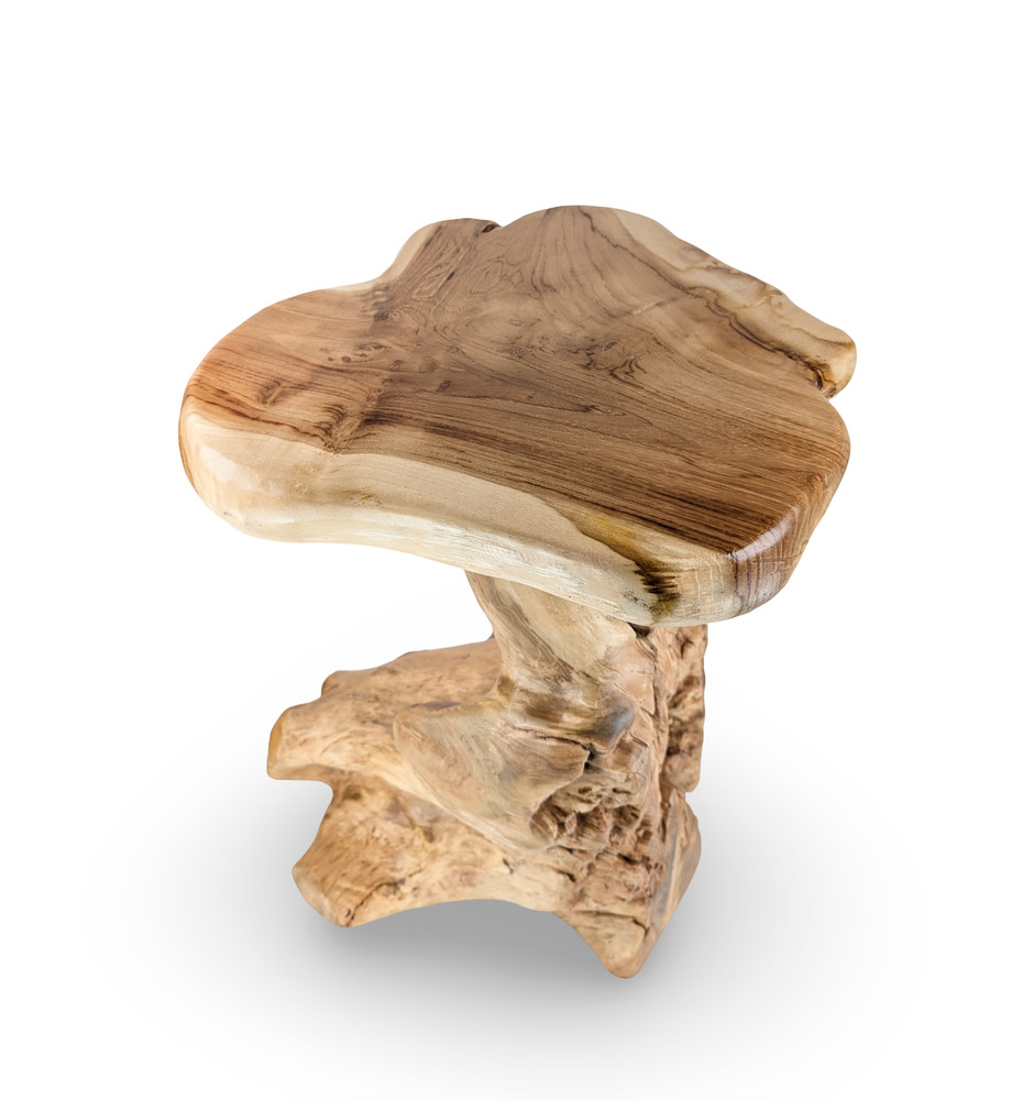 Teak Side Table, Wood Side Table, Teak Accent Stool, Handcrafted Side Table