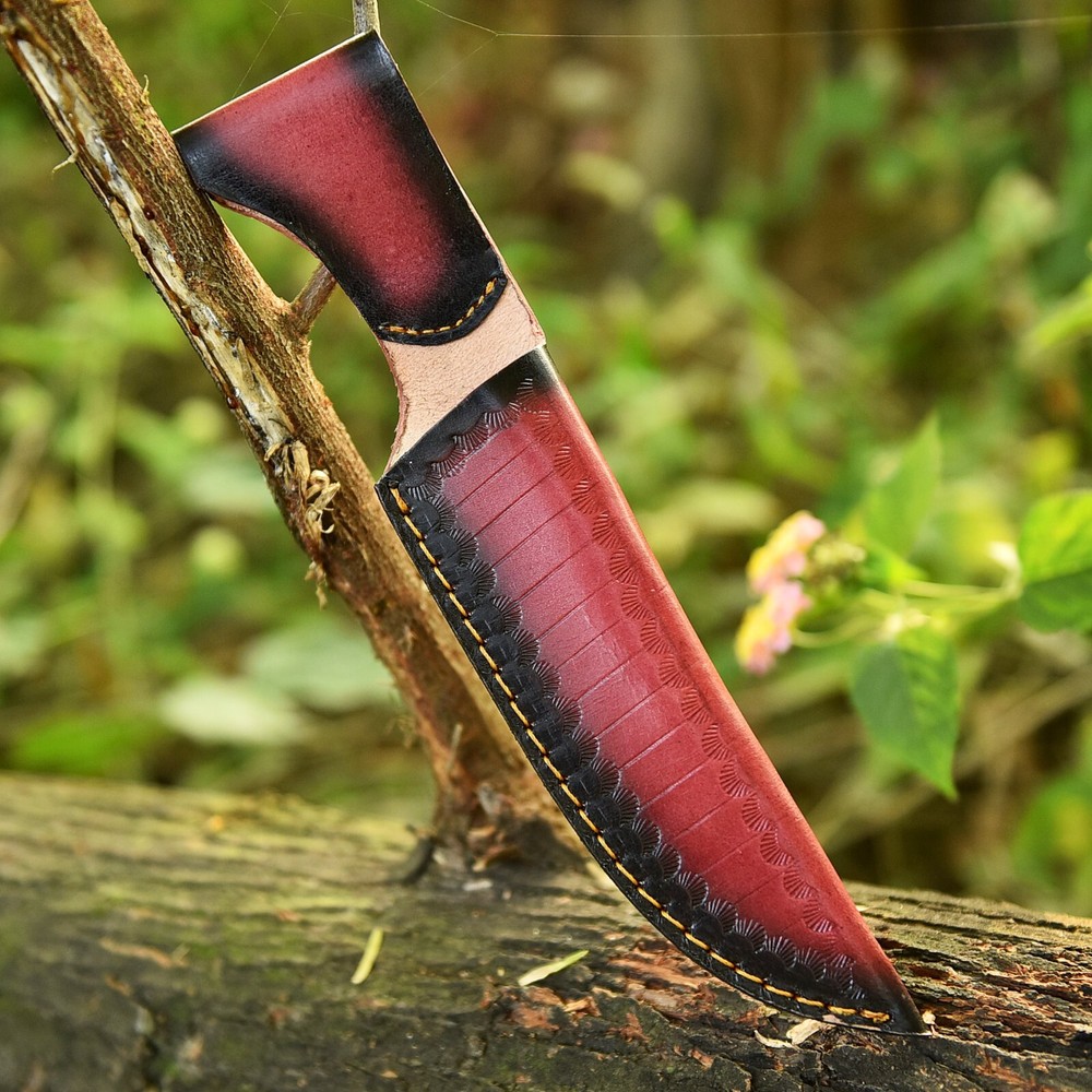 Handmade Leather knife sheath Fix Blade knife Belt Loop two shade