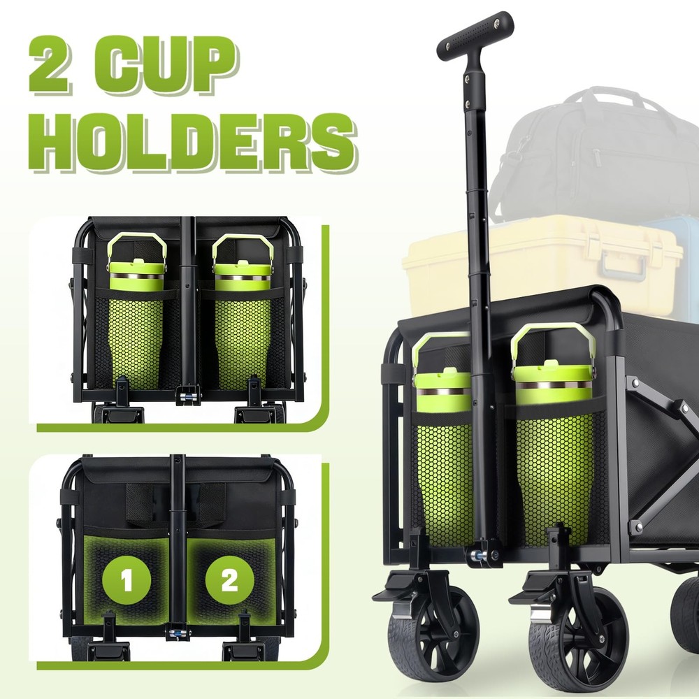 Collapsible Foldable Wagon Cart with Wheels - 360LBS Folding Utility Wagon Ca...
