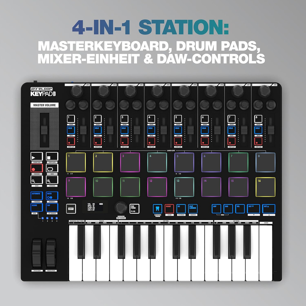 All-in-One USB-MIDI Workstation: Keyboard, Drum Pads & DAW Controller