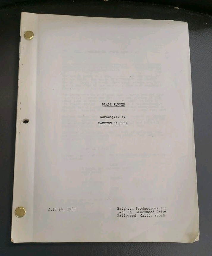 AN EARLY SCRIPT FROM "BLADE RUNNER." WARNER BROS. July 1980 Ridley Scott
