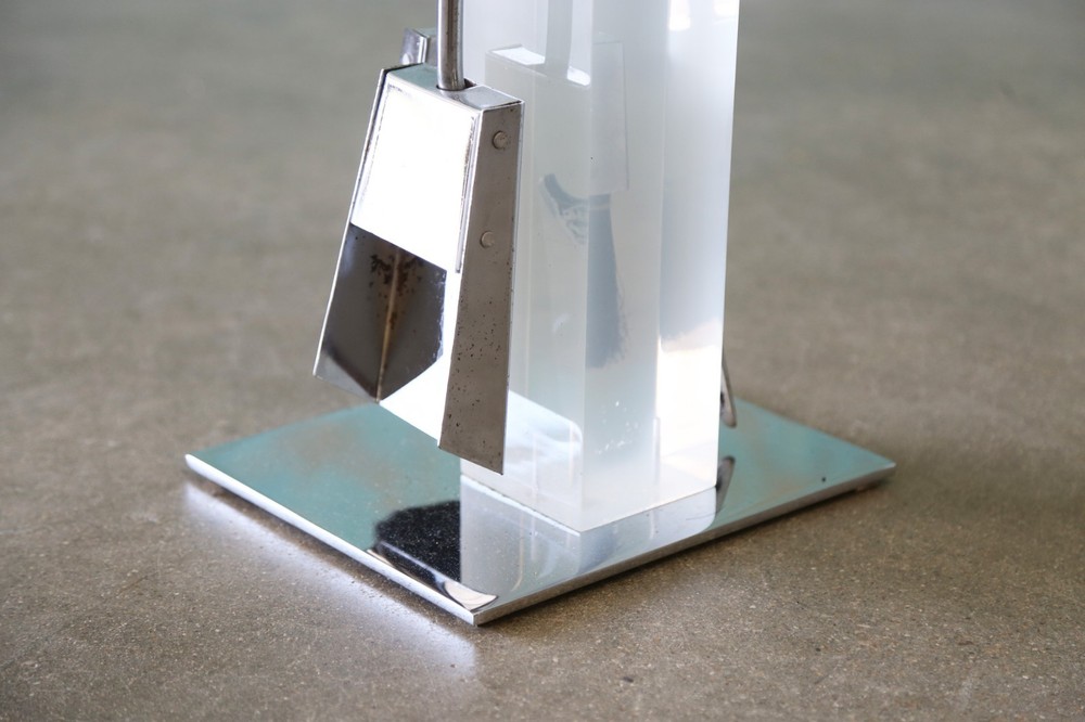 1970s Chrome and Lucite Fireplace Tools Complete Set by Alessandro Albrizzi