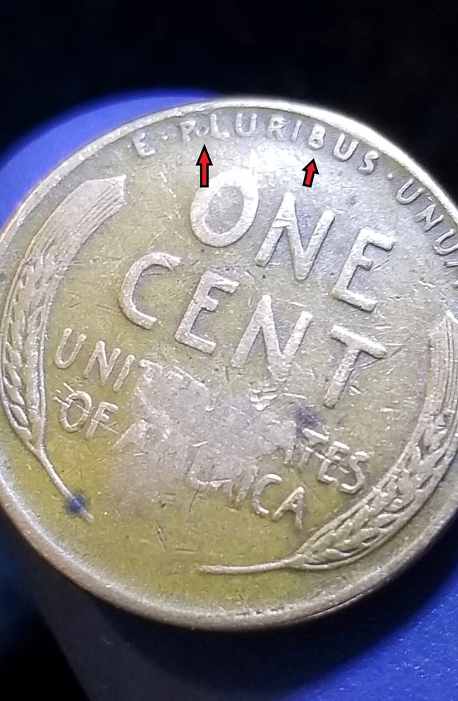 1947 P Lincoln Wheat Cent Strike Through Grease on Obverse Error Reverse Error