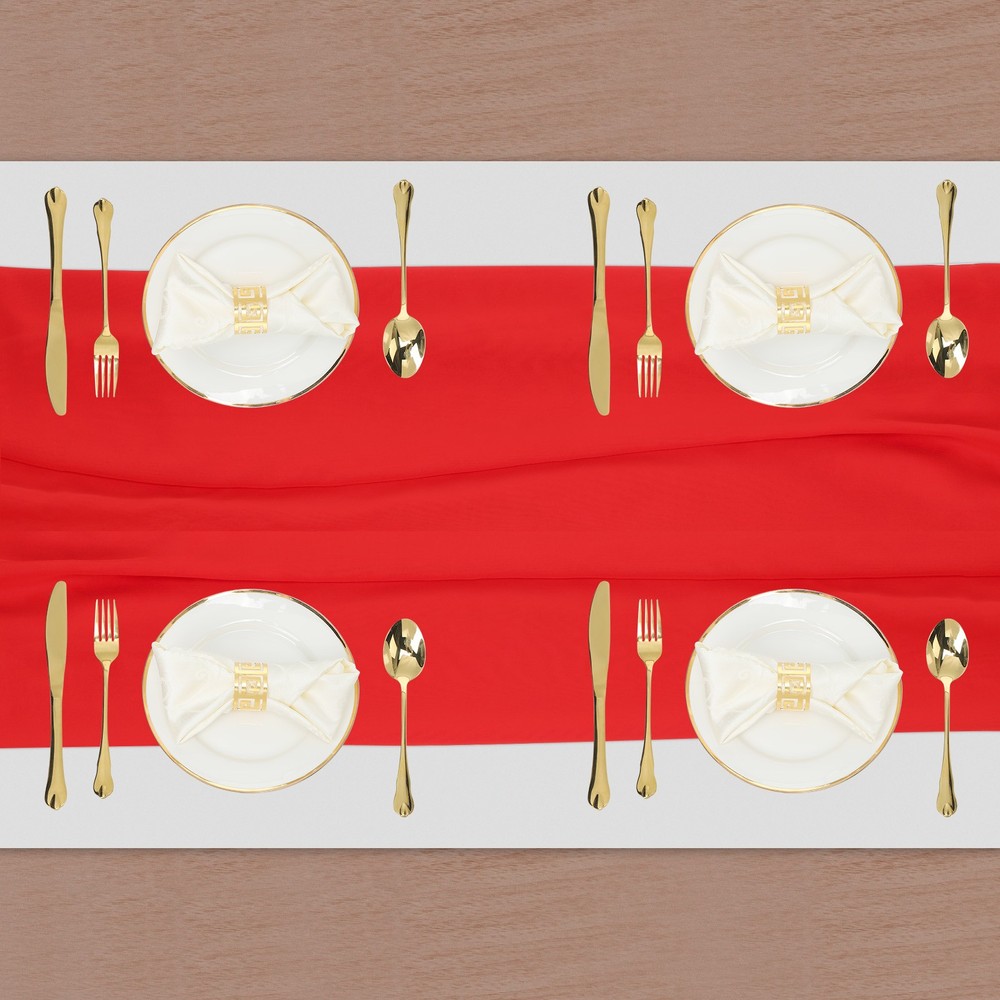 2 Pcs Red Chiffon Table Runner 27.5" x 118" Romantic Table Runner
