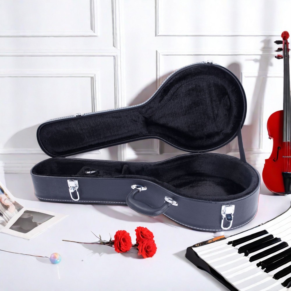 A-Style Black Mandolin Hard Shell Case With Microgroove, Mandoline Hard Case