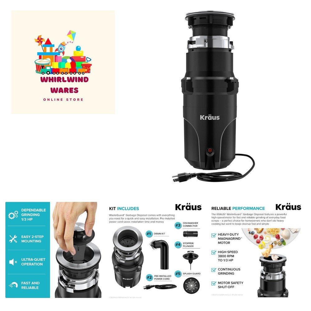 33MBL WasteGuard Continuous Feed Garbage Disposal with Ultra-Quiet Motor for ...