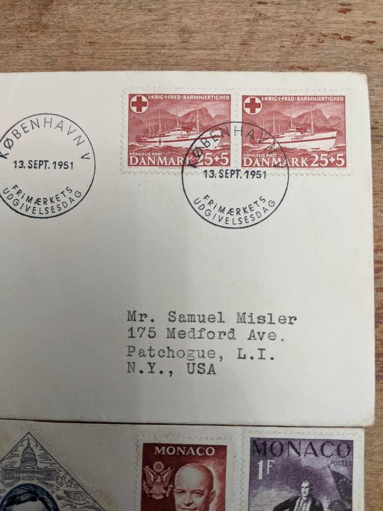 Covers 1951 Danmark Red Cross, 1956 Monaco