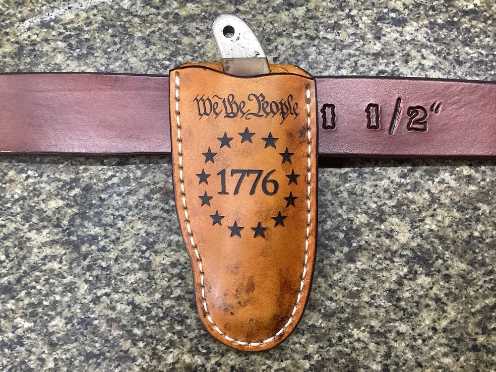 Leather Folding Knife Belt Loop Sheath Folding Hunter 5 1/4" (Sheath Only)