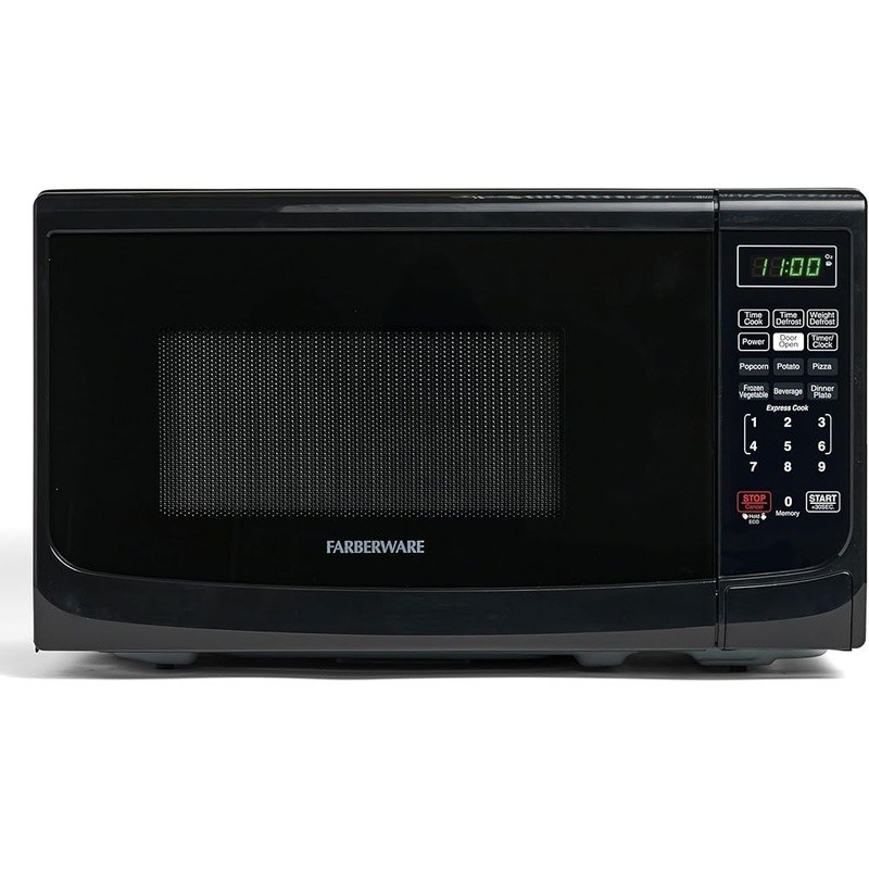 700W Compact Microwave Oven Countertop Programmable W/ LED Display Safety Lock