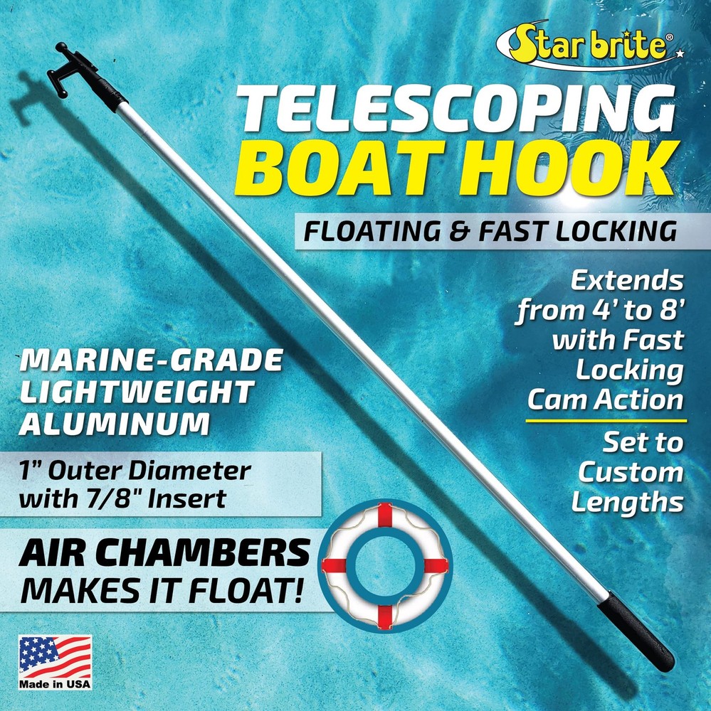 STAR BRITE Extending Boat Hook - Telescoping, Floating, Standard, Silver