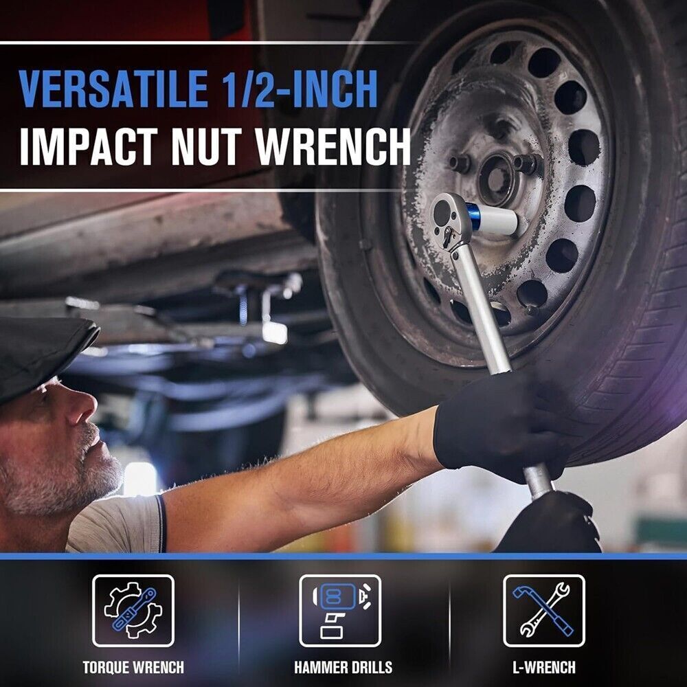 New 1/2" Drive Wheel Protector Impact Socket, Thin Wall Deep Impact Socket Set