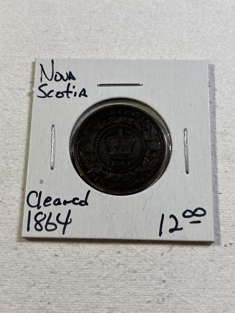 1864 Nova Scotia One Cent Coin Cleaned