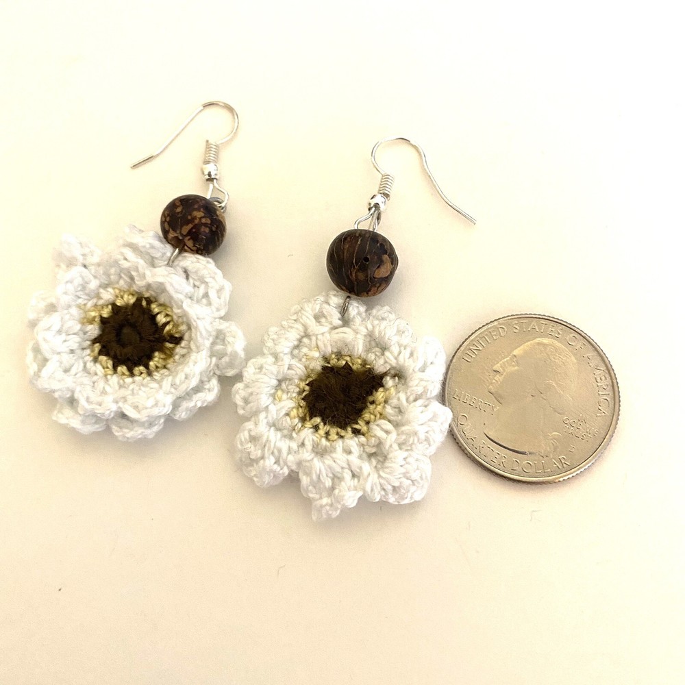 Crochet Flower Earrings, Boho Style Earrings