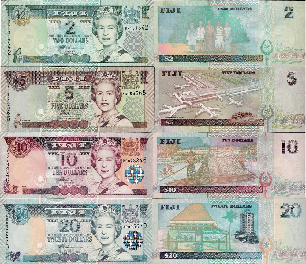 Fiji 2002 - set 2+5+10+20 dollars - Pick 104-107 UNC