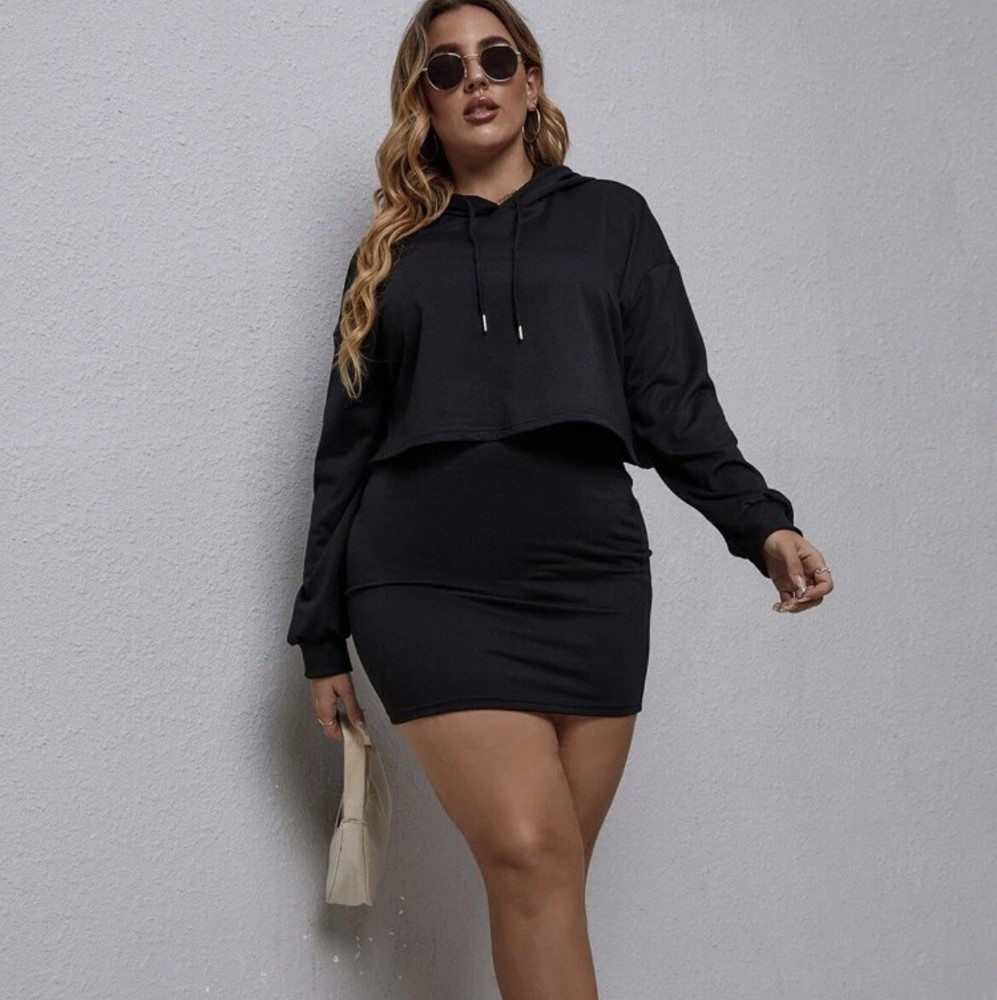 Drop Shoulder Drawstring Hoodie & Skirt size 14