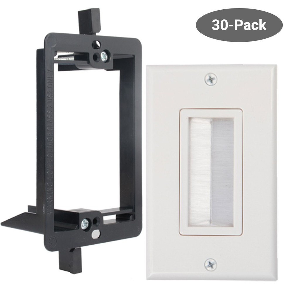 Brush Wall Plate Deco Bristle Insert with Mounting Bracket for Cables 30-Pack