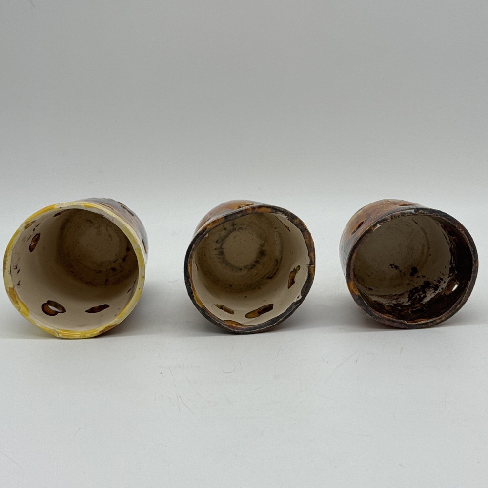 Handmade Ceramic Rustic Tea Light Holder 3 Piece Matching Set Multicolor Glazed