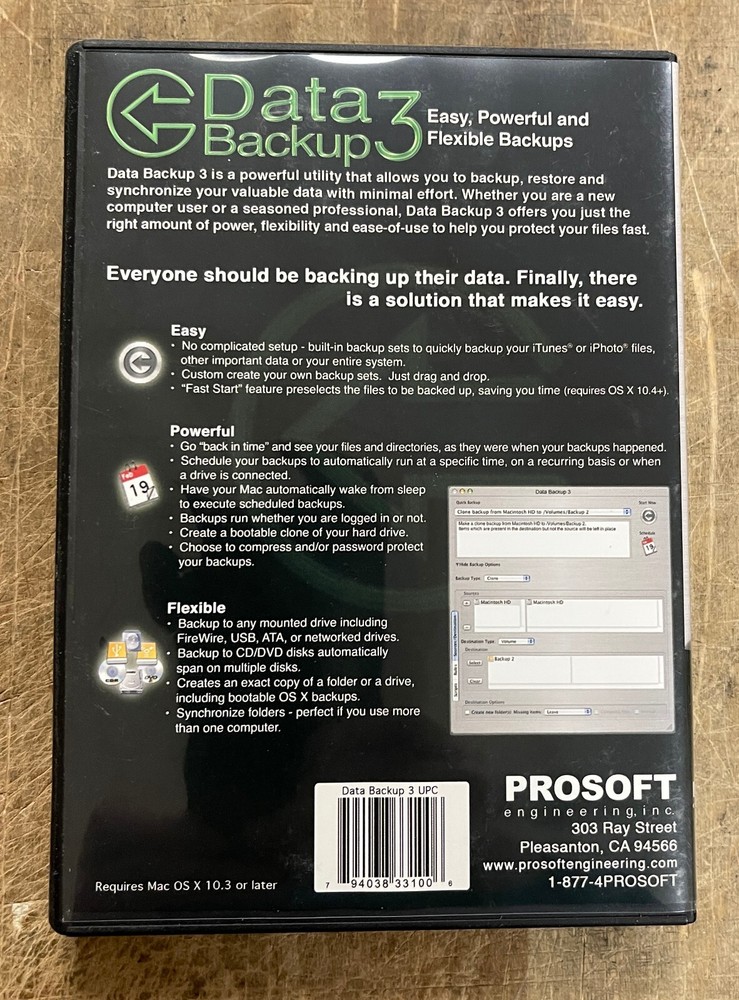 PROSOFT Data Backup 3 for Mac Easy, Powerful, and Flexible Backups