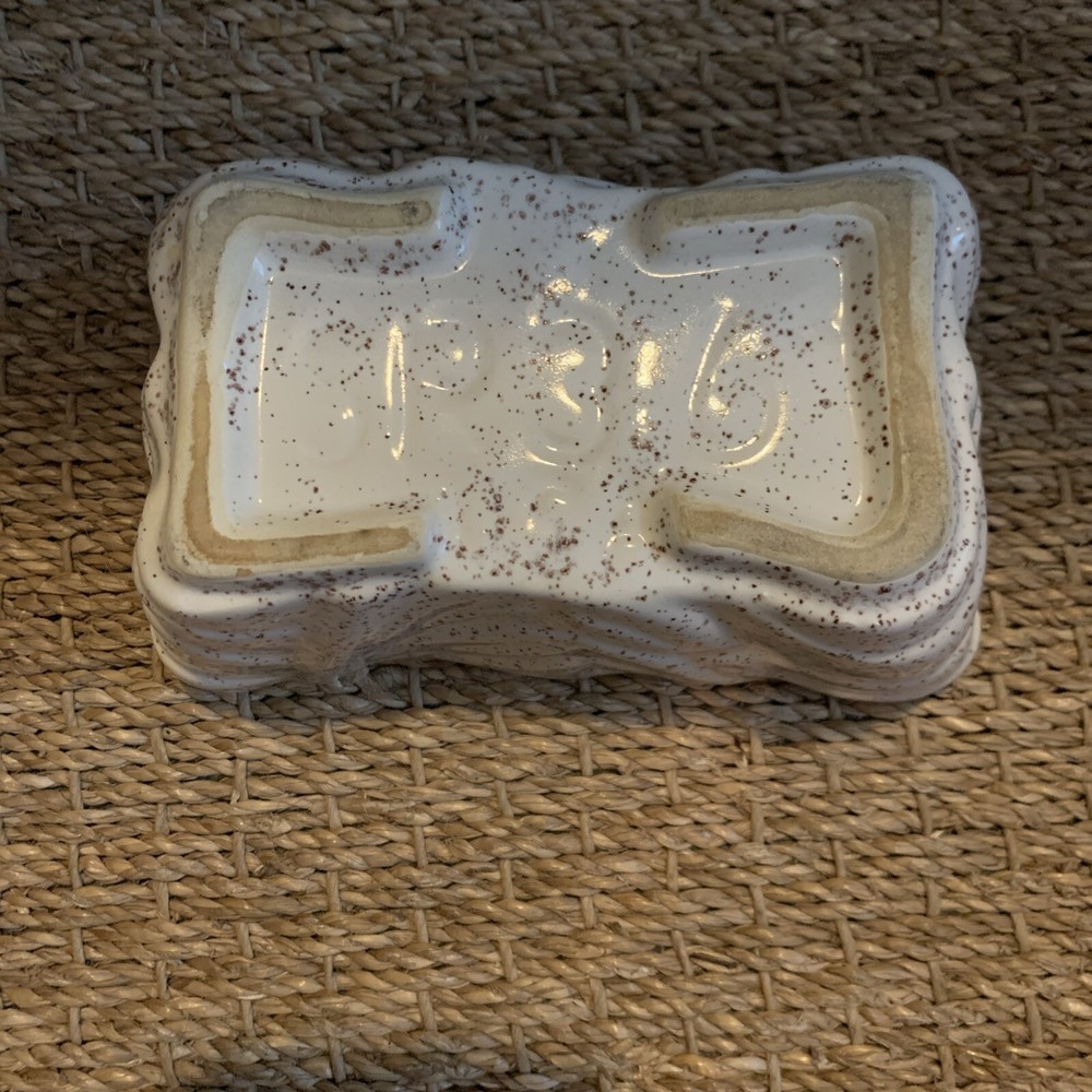 Vintage MCM White Speckled Glazed Planter Marked SP-36 ￼