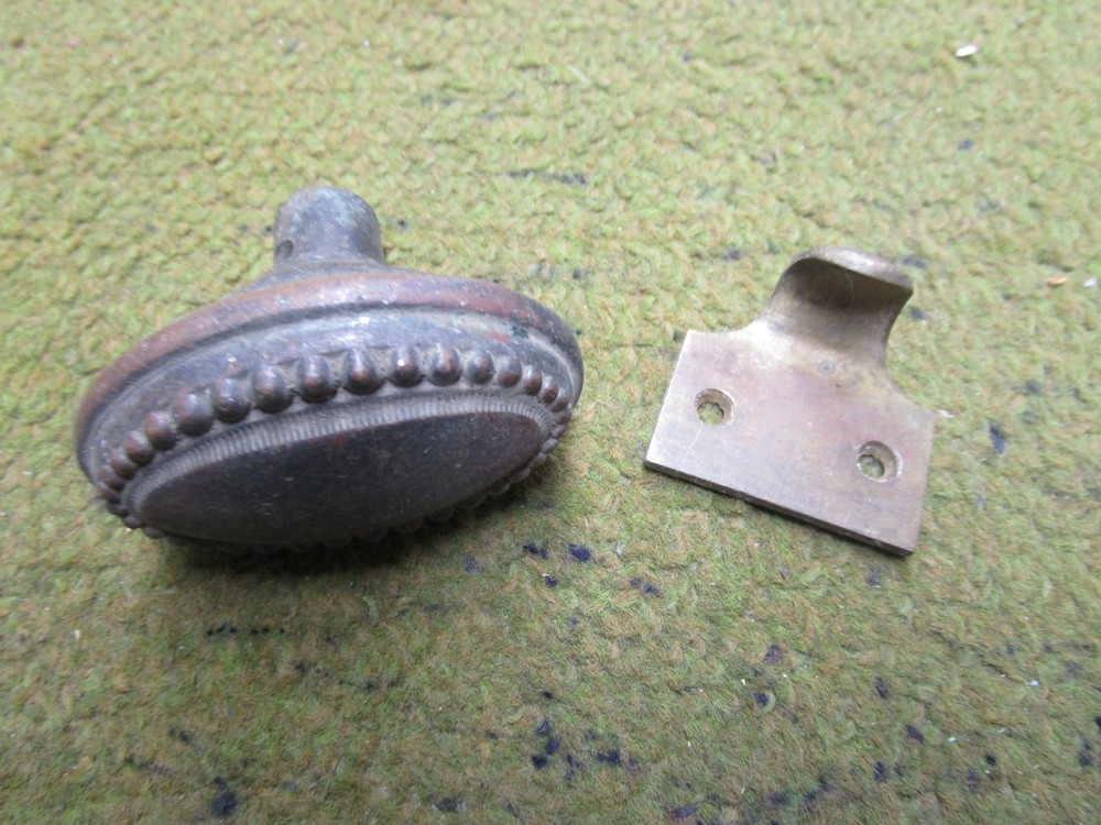 Vintage SINGLE Solid Brass Oval Doorknob with solid brass finger pull