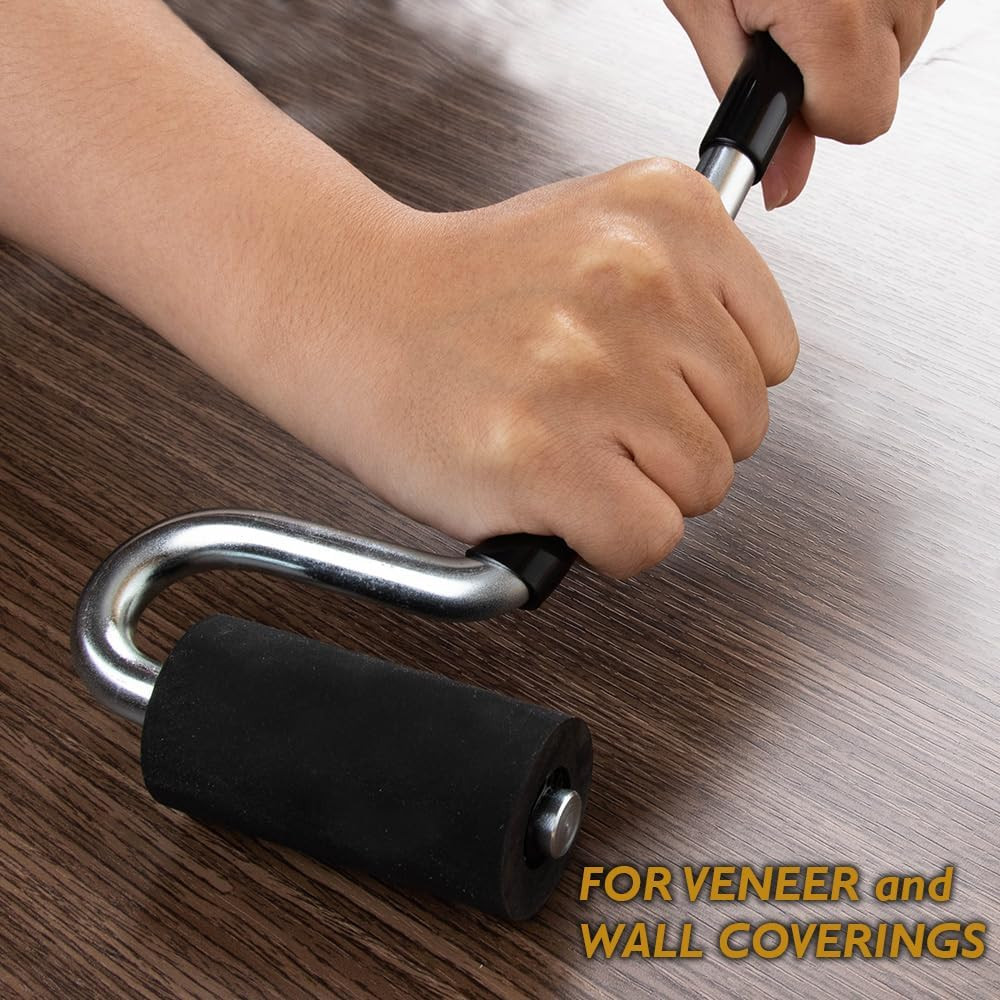 O'SKOOL 12" Edge Banding Roller – Rubber J Roller with Long Handle for Laminate