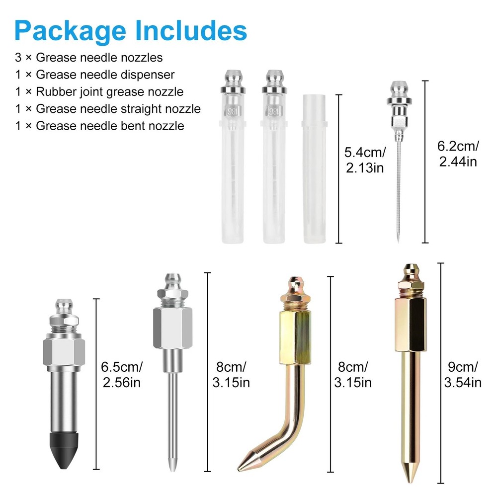7Pack Grease Gun Accessory Tool Kit Needle Nozzle Adapter Coupler Tip Dispenser